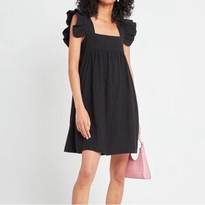 O.P.T Aria Mini Dress Ruffle Sleeve Pockets Small NWT